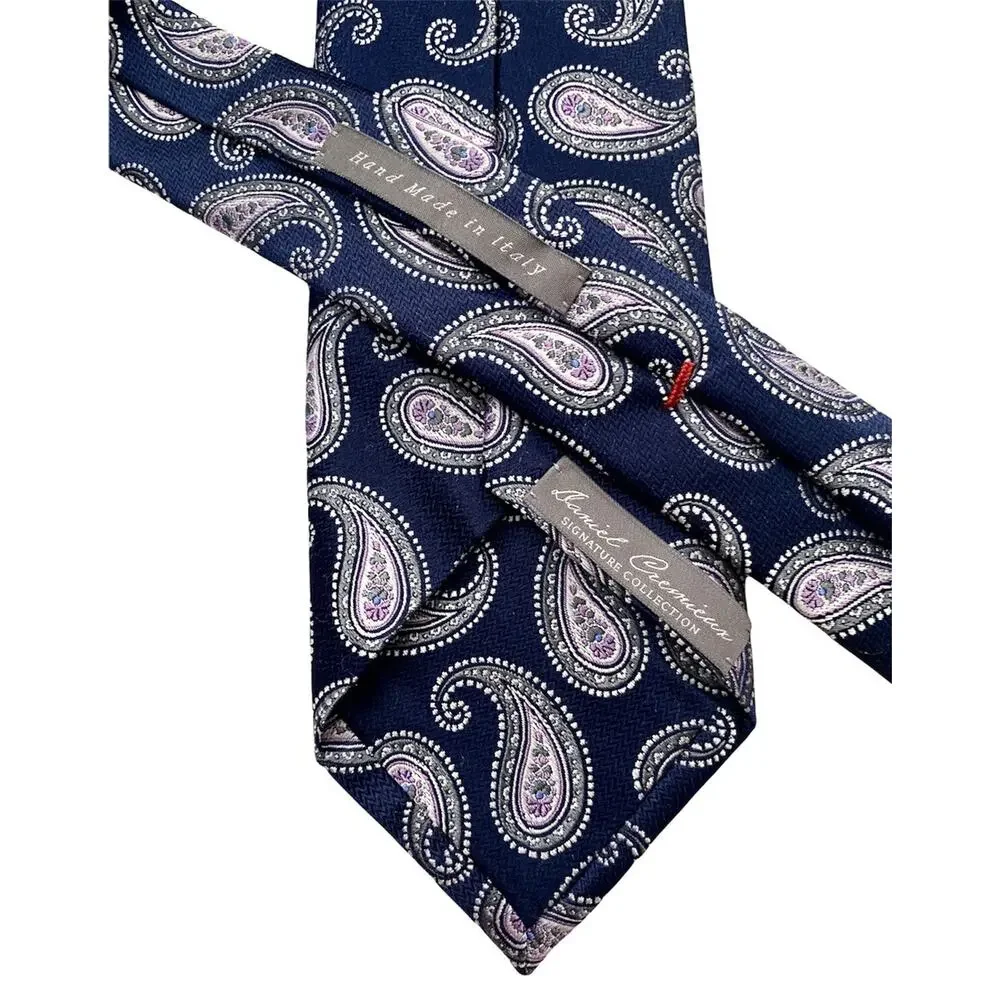 Daniel Cremieux Nwt Blue Paisley Silk Seven 7 Fold Handmade in Italy Neck Tie